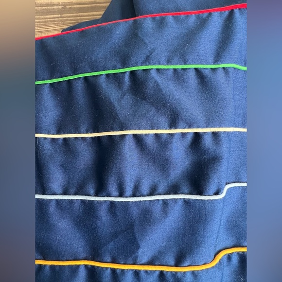 VTG 70s 80s Blue Stripe Sun Dress XXL XL Plus 18 USA Cotton Rainbow Top Made - Picture 6 of 8